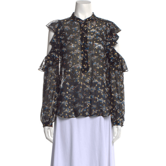 Veronica Beard NWT Cora Top in Black/Gold Size 4 - Picture 5 of 15